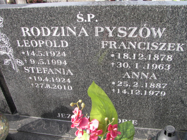 Anna PYSZ 1887 Bielsko-Biała Hałcnów - Grobonet - Wyszukiwarka osób pochowanych