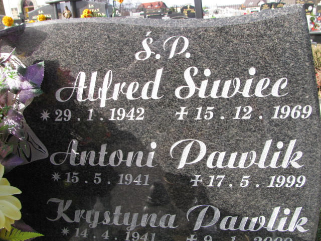 Alfred SIWIEC 1942 Bielsko-Biała Hałcnów - Grobonet - Wyszukiwarka osób pochowanych